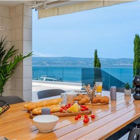 5 bedroom beachfront villa with heated pool near Omis, sleeps 9